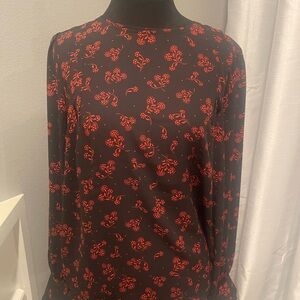 Loft Floral Black and Red Blouse